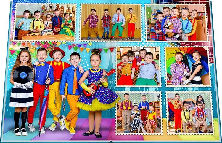 Яркий, красочный Выпускной альбом Стиляги для детского сада